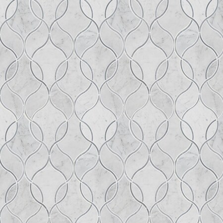 Msi Carrara White Ellipsis SAMPLE Polished Marble Mesh-Mounted Mosaic Tile ZOR-MD-0293-SAM
