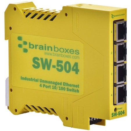 Brainboxes Ltd Brainboxes Industrial Ethernet 4 Port Switch DIN Rail Mountable SW-504