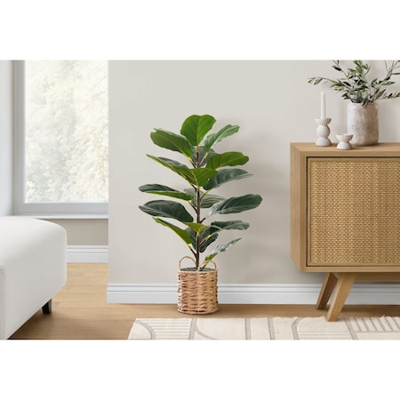 Monarch Specialties Artificial Plant 28" Tall Fiddle Tree, Indoor, Faux, Fake, Floor, Greenery, Potted, Real Touch I 9505