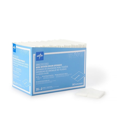 Medline I.V. Sponge, 2 x 2 Inch, 6-Ply, Sterile, 70PK NON256001