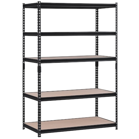 Edsal Shelving Unit, 5 Tier, 48"Wx24"Dx72"H, Blk UR245P-BLK