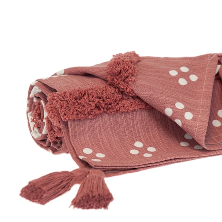 Homeroots Pink Woven Cotton Striped Throw Blanket 478691