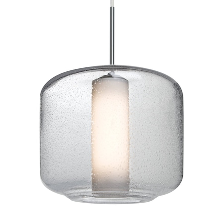 Besa Lighting Besa Niles 10 Pendant, Clear Bubble/Opal, Satin Nickel Finish, 1x 5W MAX E26 Base 1JT-NILES10CO-LED-SN