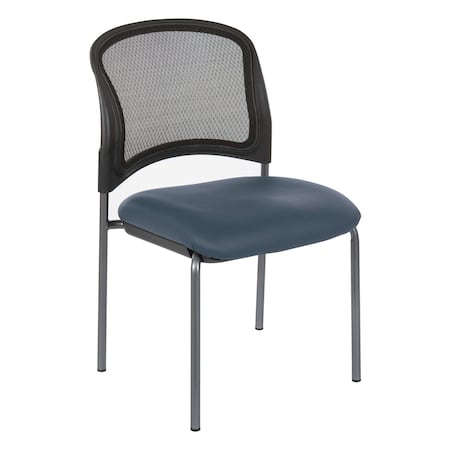 Office Star ProGrid Titanium & Black Visitors Chair, Straight Legs, Dillon Blue 86724R-R105