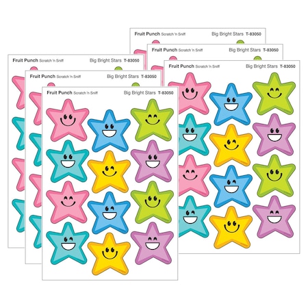 Trend Big Bright Stars, Fruit Punch Scent Scratch 'n Sniff Stinky Stickers, 48-Piece Set, 6PK T83050
