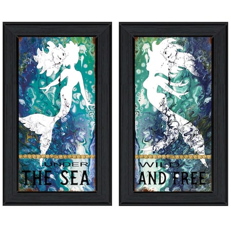 Homeroots Set Of Two Under The Sea 2 Black Framed Print Wall Art, 2PK 406129