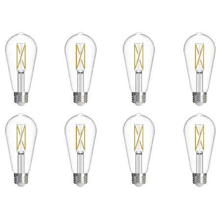 Bulbrite LED Filament 7 W Dimmable ST18 Light Bulb with Clear Finish and E26 Base, 3000K, 800Lumens, 8PK 861619
