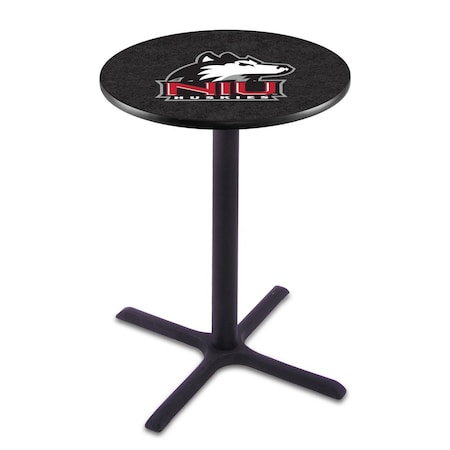 Holland Bar Stool Co 42" Blk Wrinkle Northern Illinois Pub Table, 36" dia. Top L211B4236NorIll