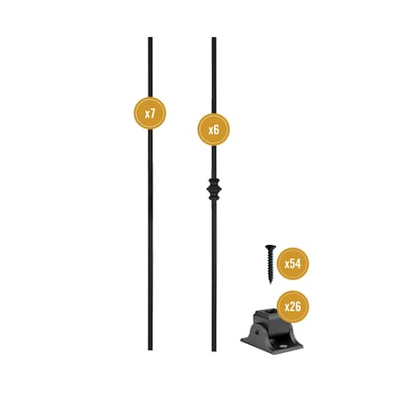 Nuvo Iron 13pcs Luxembourg Profile Balusters incl 7pcs Single Classic 25 1/8'' & 6pcs Single Collar 25 1/8'' RRC26LP-13CC
