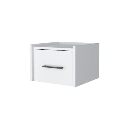 Homeroots 10" White Wood One Drawer Floating Nightstand 546176