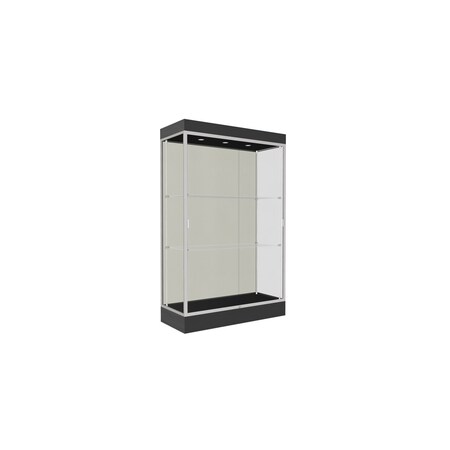 Ghent Lighted Floor Display Case 48x76x20, 6" Base, Satin 92LFWH-SN-BLK