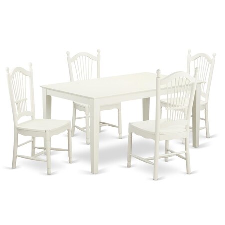 East West Furniture 5 Piece Dining Table Set, 5PK CADO5-LWH-W