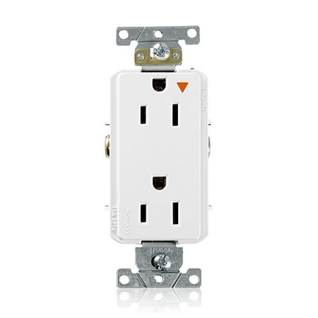 Leviton Receptacle Outlet, 15A, White, 125V 16262-WIG