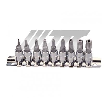 Jtc Auto Tools 9 pcs 5 pt star socket bit set tamperproof for the new 5 point tamper proof bolts. 3303