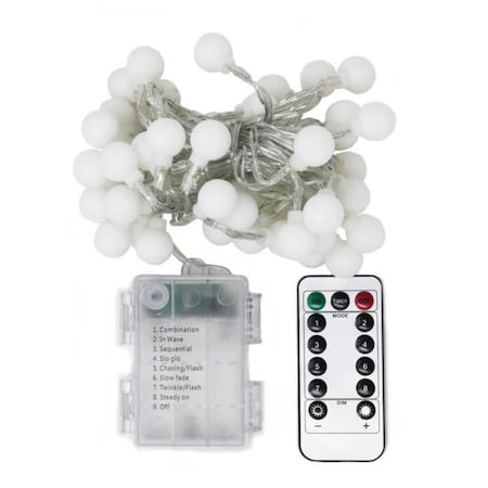 Elegani Frosted Globe String Lights with Remote - 50 LED 15.7ft Fairy Lights 8 Lighting Modes Warm White PH-600147