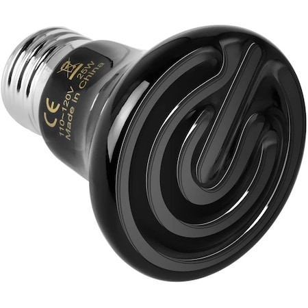 Simple Deluxe Ceramic Heat Emitter Reptile Heat Lamp Bulb No Light Emitting Brooder Coop Heater, 25WMini, Black PTBULBINVISIBLE25S