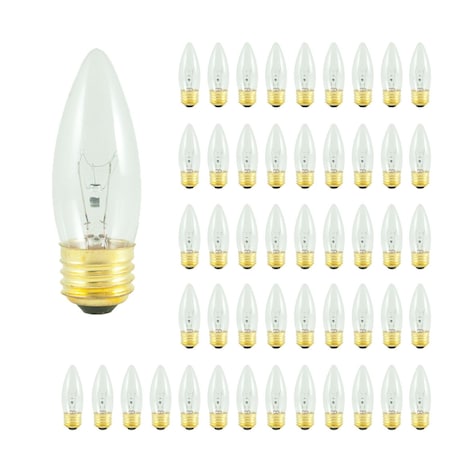 Bulbrite 40-Watt B10 Clear Dimmable Warm White Light Incandescent Light Bulb, 50PK 861106