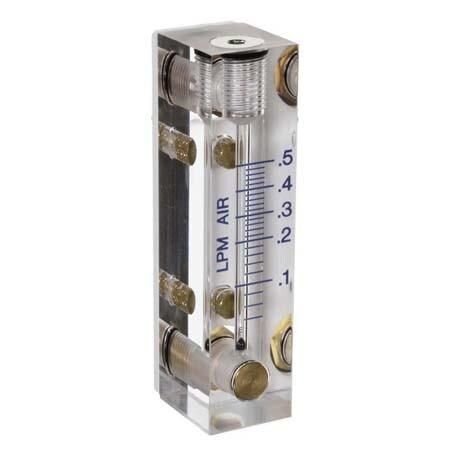 Omega Variable Area Flow Meter, Air, 0.2 LPM to 2.5 LPM, 100 psi, 1/8 " NPT Female, 65 degC (150 degF), 5 FL-2012-NV