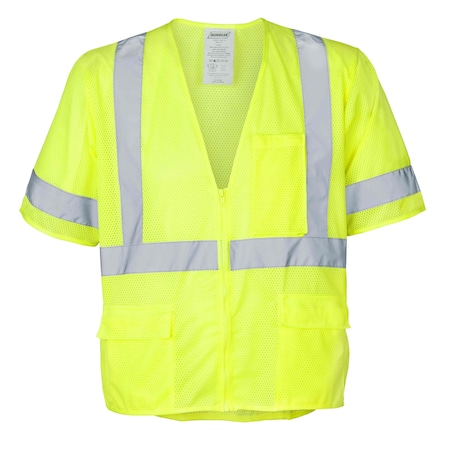 Ironwear Hi-Vis Safety Vest w/Sleeves L Class 3 U Back, , Zipper 5 Pockets 1294-LZ-LG