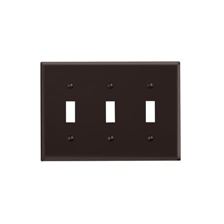 Leviton Switch Wallplate, Standard Size, Gang 3, Brown 85011