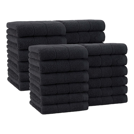 Arkwright Home Family Essentials Washcloths 12x12 Black - Case of 144, 24PK FEWC-24PK-BK