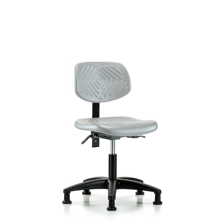 Blue Ridge Ergonomics Polyurethane Chair - Desk Height with Seat Tilt & Stationary Glides in Gray Polyurethane PDHCH-RG-T1-A0-RG-GRY