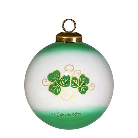 Homeroots Love Irish Hand Painted Green White And Red Glass Ball Ornament 570152