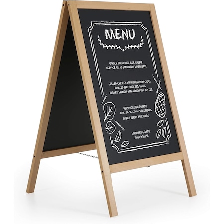 M&T Displays Rustic Wood 18.1x26.5 Inch Double Sided Chalkboard A-Frame UWOD004668X2000