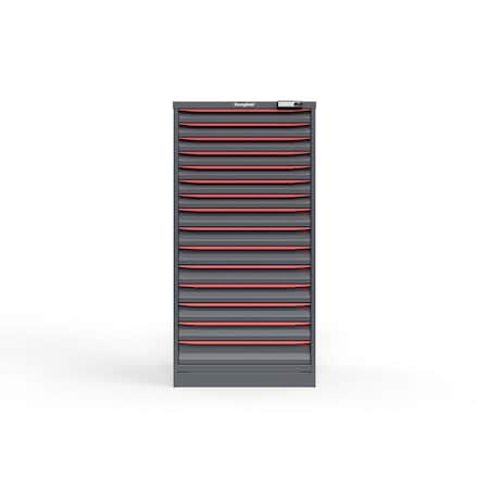 Strong Hold 15 drawer cabinet - (7x 2ft, 7x 3ft, 1x 4ft) - Red accents - Electronic Lock S3060-PPRAS-1502DS