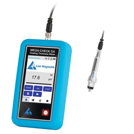 Pce Instruments Coating thickness meter, 2-1000 mcgm Fe with spring-loaded mini probe for small parts LM-MCDX-1F