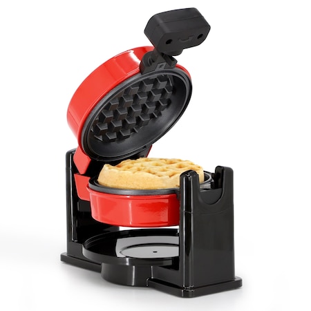 Megachef Non-Stick Round Electric Flip 5 Inch Belgian Waffle Maker in Red MC-B046