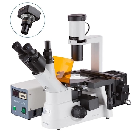 Amscope IN300 Inverted Epi-fluorescence Trinocular Compound Microscope 40X-400X w/5MP USB 2.0 CCD Camera IN300T-FL-5MCCD2