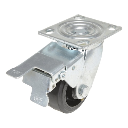 Vestil Rubber Swivel With Total Brake Caster 4 In. Diameter x 2 In. Width 396 Lb. Capacity Black CST-VE-4X2MR-SWTB