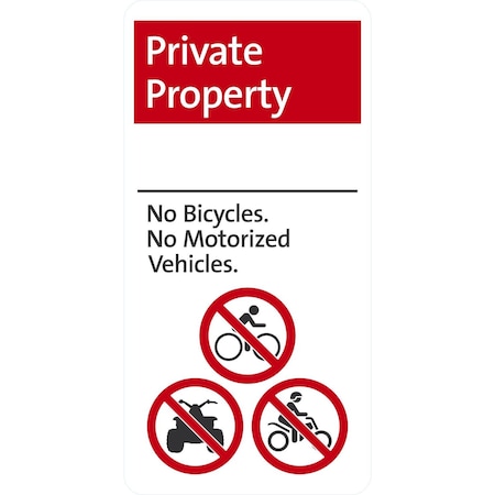 Lyle No Bicycles No Motorized Vehicles (with Graphic), 9x18, High Intensity Prismatic, White G-17558-HI_9x18