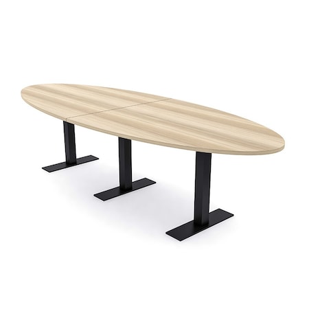 Skutchi Designs 8 Person Conference Table With Power Unit | 10' Oval Table | Harmony Series HAR-OVL-48X120-T.BK-K525-NA