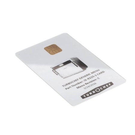 Turbochef Menu Card, Programmed, General Market, I3 I3-9225-1 CARD