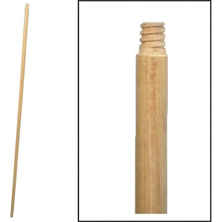 Birdwell Broom Handle, 1516 in Dia, 48 in L, Threaded, Hardwood 532-12