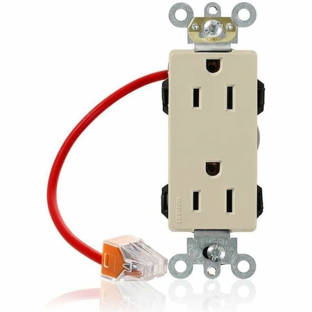 Leviton Straight Blade Receptacle, 5-15R, 15 A, 125V AC, Flush Mount, Self-Grounded M1626-SCI