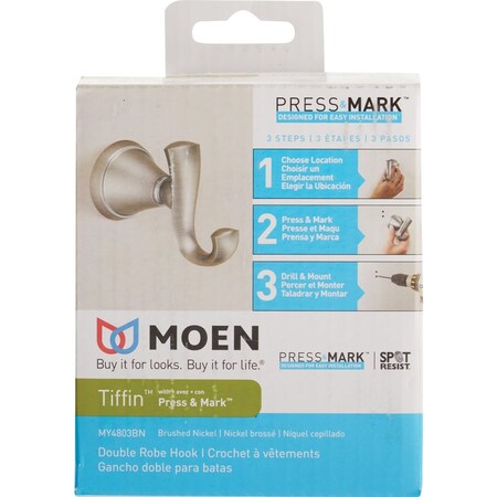 Moen Tiffin Single Robe Hook Brushed Nickel MY4803BN