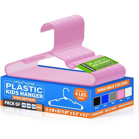 Lifemaster Plastic Kids Clothes Hanger, Children Clothes Hanger with Shoulder Notch, 11.6 Inch Space-Saving LMPKH100PK