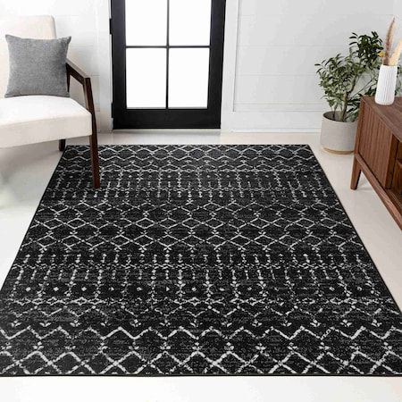 Jonathan Y Moroccan HYPE Boho Vintage Diamond Black/Ivory 5 ft. x 8 ft. Area Rug MOH101D-5