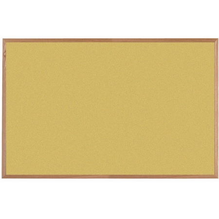 Aarco VIC Cork Bulletin Board, Red Oak Frame, Clear Lacquer Finish, Fresh Pineapple 48''Hx72''W OW4872212
