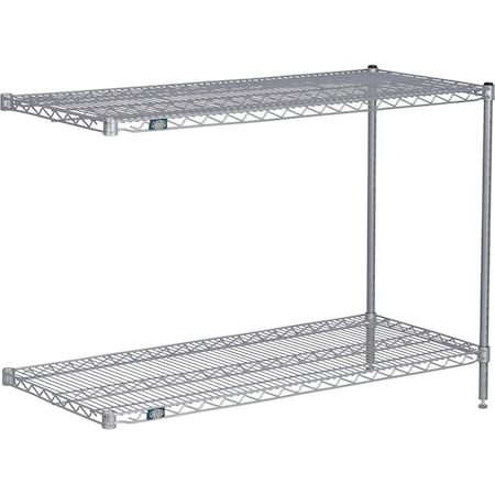 Global Industrial Nexel 2 Shelf, Nexelate Silver Epoxy Wire Shelving Unit, Add On, 30"W x 18"D x 34"H B3151805