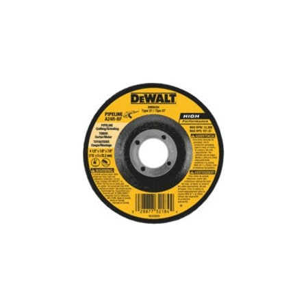 Dewalt Cut-Off & Grinding Wheel, Type 27, 4 1/2 in Dia, 0.125 in Thick, 7/8 in Arbor Hole Size, 24 Grit DW8434