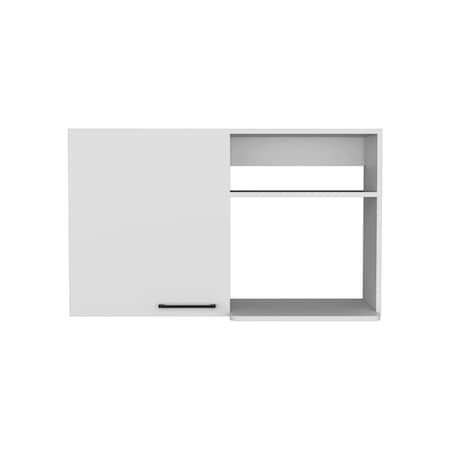 Homeroots 39in White Wood Wall Mounted Accent Cabinet With Single Door 520575
