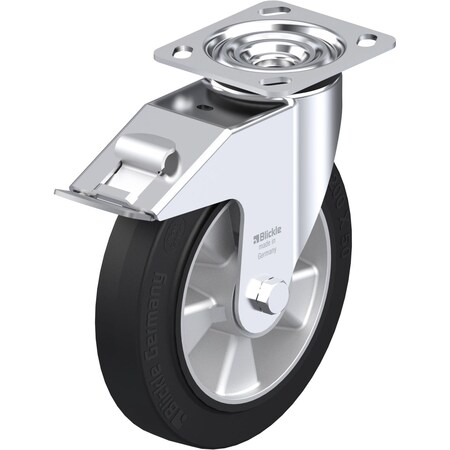 Blickle Swivel Plate Caster, TPR, 8", Brake, Caster Load Rating Range: Heavy-Duty LE-ALEV 200K-14-FI