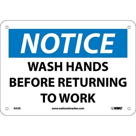 Nmc Notice Wash Hands Before Returning To Work Sign, N43R N43R