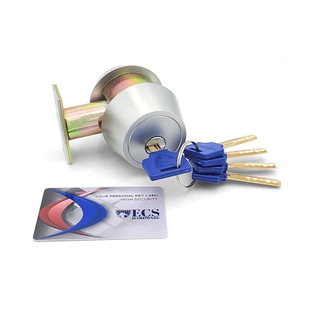 Ecs Hardware Durable Premium Key Controlled Deadbolt 26D Satin Chrome, Grade 1 ECSH-HDB01-SS