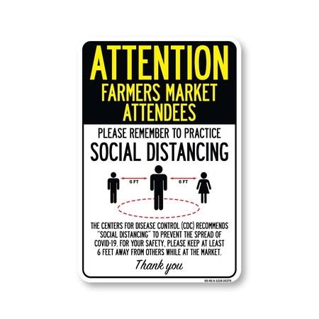 Signmission Public Safety, Farmers Market Attendees Practice Social Distancing, 18in X 12in, OS-NS-A-1218-25379 OS-NS-A-1218-25379
