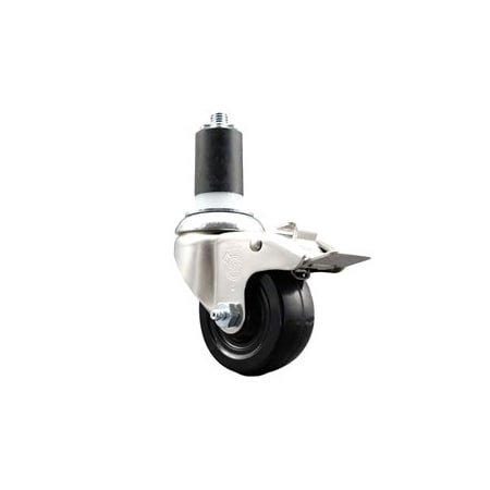 Service Caster 3 Inch 316SS Soft Rubber Swivel 1-5/8 Inch Expanding Stem Caster Lock Brake SCC SCC-SS316TTLEX20S314-SRS-158
